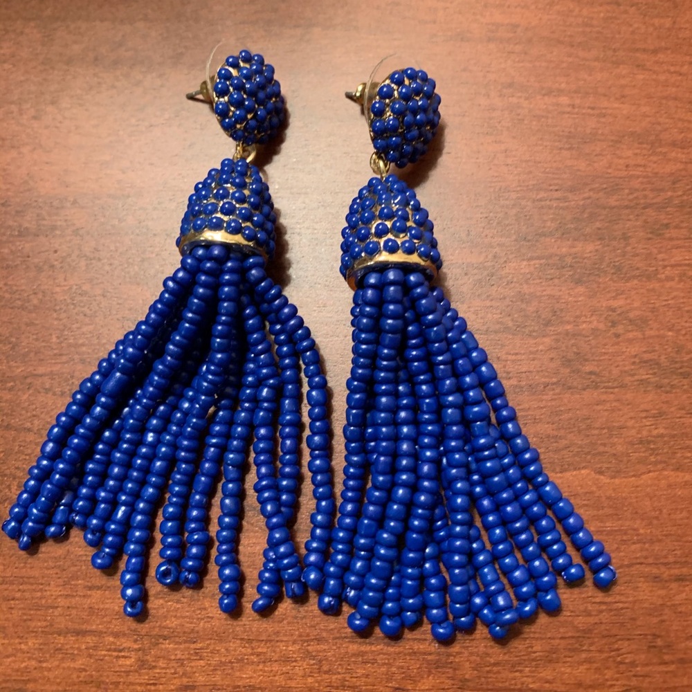 BRIGHT BLUE BEADED EARRINGS